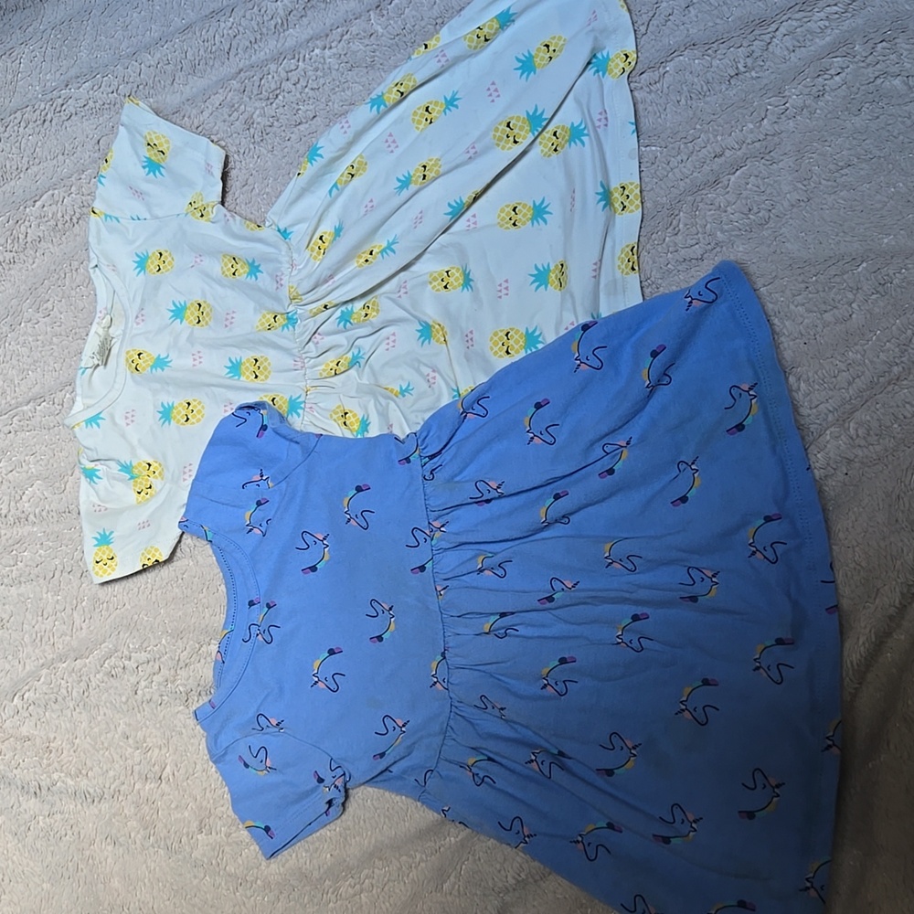 🍍 Set of Two Girls' Dresses with Fun Prints
